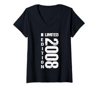 Donna 18° Compleanno 2008 Edizione Limitata Vintage Squad Maglietta con Collo a V