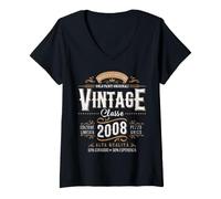 Donna 18° Compleanno Regalo 18 Anni Uomo Donna Vintage 2008 Maglietta con Collo a V