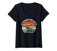 Donna 19 Anni Compleanno Uomo Donna Regalo Settembre Vintage 2007 Maglietta con Collo a V
