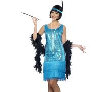 Donna 1920s Civettuola Maschietta Costume da Verde Blu 20s Completo Smiffys