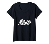 Donna 1960 Gallo - Anno Zodiacale Cinese Personalizzato Word Art Maglietta con Collo a V