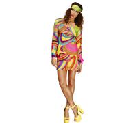 Donna 1960's 60's Mini Rétro Hippy Hippie Gogo Adulti Donna Costume