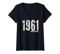 Donna 1961 Edizione Limitata Classico Nato nel 1961 Retro Compleanno Maglietta con Collo a V