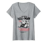 Donna 1961 Manx Grand Prix Maglietta con Collo a V