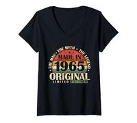 Donna 1965 Originale Compleanno 60 Anni Uomo Donna Vintage Regalo Maglietta con Collo a V