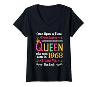 Donna 1968 Birthday Queen Girls Women Born in 1968 Maglietta con Collo a V