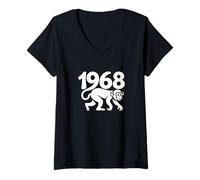 Donna 1968 Scimmia - Anno Zodiacale Cinese Personalizzato Word Art Maglietta con Collo a V