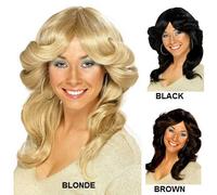 Donna 1970s 70's 70s Flick Parrucca per Costume 3 Colori Farrah da Smiffys