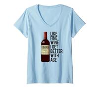 Donna 1980 Like Buone Wine I Get Better with Age Meme Maglietta con Collo a V