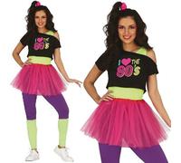 Donna 1980s 80s Cantante Costume Donna 80's Aerobica Tipo Completo Fg