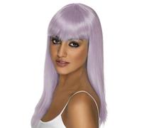 Donna 1980s Glamourama Parrucca Costume con Frangia Lilla Da Smiffys