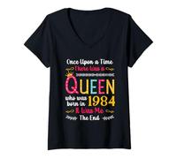 Donna 1984 Birthday Queen Girls Women Born in 1984 Maglietta con Collo a V