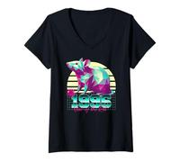 Donna 1996 Anno del Topo Compleanno 80s Retro Segno Zodiacale Cinese Maglietta con Collo a V