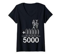Donna 2 Pesci 5 Pane Gesù nutre 5000 Bibbia Cristiana Maglietta con Collo a V