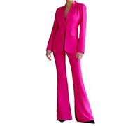 Donna 2 Pezzi Pant Suit Blazer Formale Business Pantaloni Abiti Ufficio Signora Set Vestito Elegante per le Donne Slim Fit, Fucsia, S