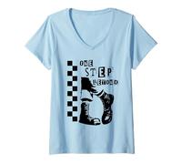 Donna 2 Tone Ska One Step Beyond Music Checkerboard Maglietta con Collo a V