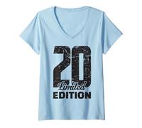 Donna 20° Compleanno, Edizione Limitata, Anniversario 20° Maglietta con Collo a V