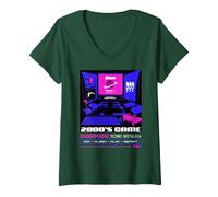 Donna 2000s Gioco Techno Nostalgia Mangiare Dormire Giocare Ripetere Maglietta con Collo a V