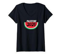 Donna 2025 La Palestina è Uno Stato Adesso Maglietta con Collo a V