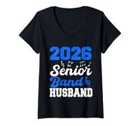 Donna 2026 Classe di Marito della Band Senior 2026 Laurea dei Genitori Maglietta con Collo a V