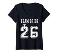 Donna 2026 Team Bride Bridal Party Addio al Nubilato Doccia di Gruppo Maglietta con Collo a V