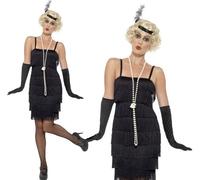 Donna 20s Costume Charleston & Guanti Charleston S-XXL Nero Smiffys