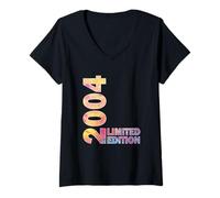 Donna 21 ° regalo di compleanno donne hued nato 2004 girando 21 anni Maglietta con Collo a V