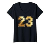 Donna 23 Numero Ventitré Sport di Squadra Grafica Varsity Matching Maglietta con Collo a V
