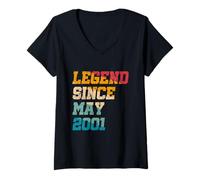 Donna 24 anni leggenda da maggio 2001 Vintage 24th Birthday Maglietta con Collo a V