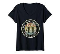 Donna 25° Compleanno Vintage Dicembre 2000 Retro Edizione Limitata Maglietta con Collo a V