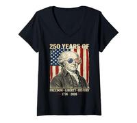Donna 250 Anni di libertà libertà Storia John Adams Retro Maglietta con Collo a V