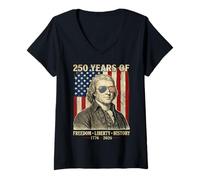 Donna 250 Anni di libertà libertà Storia Thomas Jefferson Retro Maglietta con Collo a V