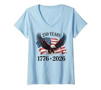 Donna 250 Anniversary USA 2026 Patriotic Eagle 250th 4th of July Maglietta con Collo a V