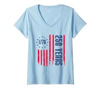 Donna 250 Years America Anniversary 250th Independence Day Freedom Maglietta con Collo a V