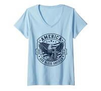 Donna 250 Years God Bless America Catholic 250th Birthday 4th Luglio Maglietta con Collo a V