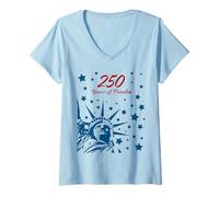 Donna 250 Years of Freedom - 2026 Independence USA Anniversary Maglietta con Collo a V