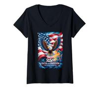 Donna 250 Years One Nation Under God - Eagle 1776 American Maglietta con Collo a V