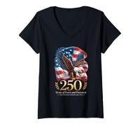 Donna 250 Years One Nation Under God - Eagle 1776 Faith American Maglietta con Collo a V