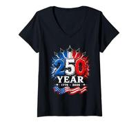 Donna 250th Anniversary 250 Year America Freedom Air Jets Maglietta con Collo a V