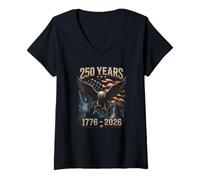 Donna 250th Anniversary 250 Year America Freedom Eagle Maglietta con Collo a V