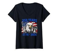 Donna 250th Anniversary 250 Year America Freedom Eagle Maglietta con Collo a V