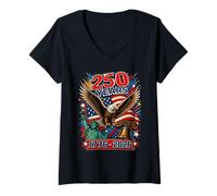Donna 250th Anniversary 250 Year America Freedom Eagle Maglietta con Collo a V