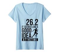 Donna 26.2 Sembrava una buona idea in quel momento Marathon Runners Maglietta con Collo a V