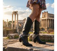 Donna 2PC Metallo Argento Moda Stivale Catenina Scarpe Cavigliera Rodeo Cavallo