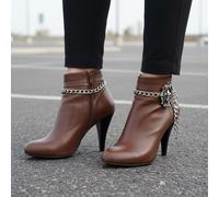 Donna 2PCS Metallo Argento Stivale Catena Scarpe Caviglie Bling Giglio Pendente