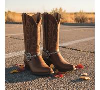 Donna 2PCS Metallo Argento Stivale Catena Scarpe Cavigliera Bling Giglio Fascino