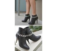 Donna 2PCS Stivale Bracciale Metallo Argento a Catenina Cavigliera Scarpe West