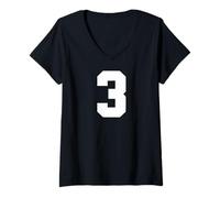 Donna 3 Numero Uno Anni 3 ° Compleanno Team Sports Varsity Maglietta con Collo a V