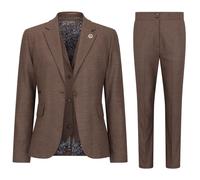 Donna 3 Pezzi Abito Marrone Principe di Galles Quadri su Misura Fit Formale