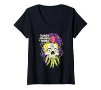 Donna 30 Seconds To Mars Skull Pink Mohawk Maglietta con Collo a V